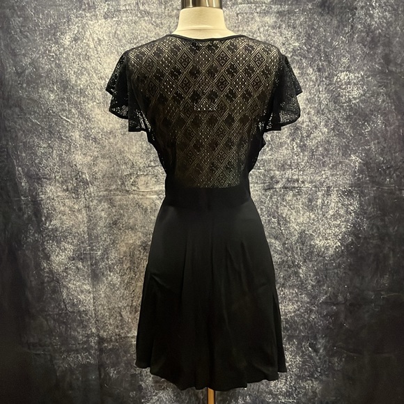 NWT Intimately Free People v-neck crochet lace back mini dress flutter sleeves - Picture 3 of 5